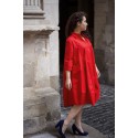 Robe chemise bouffante rouge vif