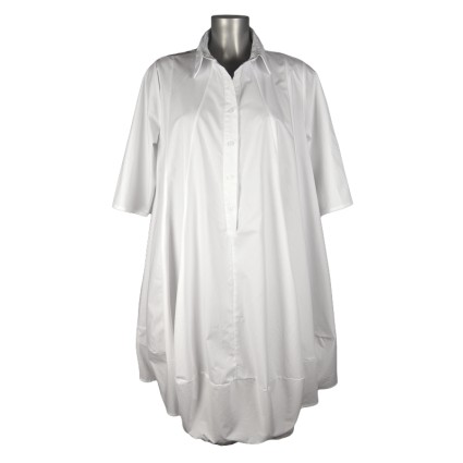 Robe chemise bouffante blanc uni