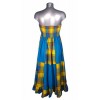 Robe créole bustier corsage bas damier madras bleu et jaune Melle Boutique