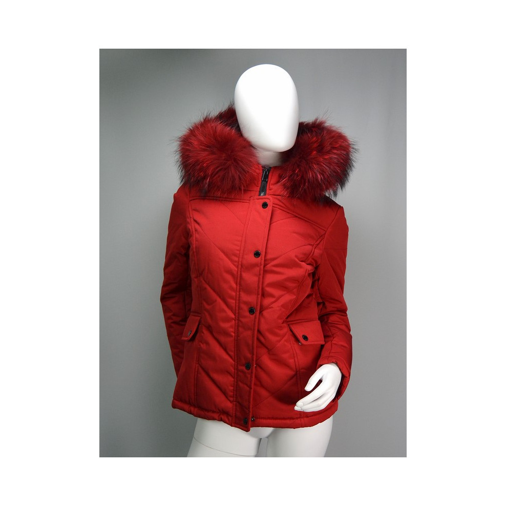 manteau femme rouge capuche