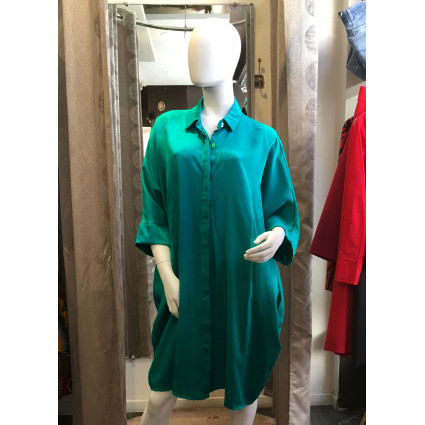 Robe chemise coupe ample verte