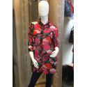 Chemise voile motif fleurs rouge et rose Goa