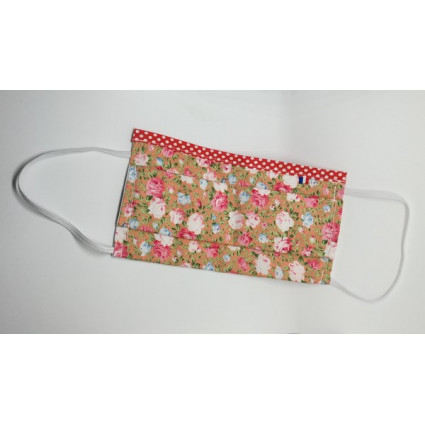 Masque en tissu normes Afnor motif vintage rose et bleu