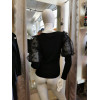 Pull noir manches bouffantes voile