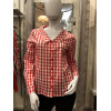 Chemise grand col motif carreaux rouge et blanc Hippocampe