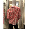 Chemise grand col motif carreaux rouge et blanc Hippocampe