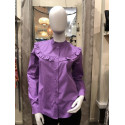 Chemise col mao froufrous violet Hippocampe