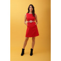 Robe rétro rouge ceinture transparente Hippocampe