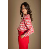 Chemise grand col motif carreaux rouge et blanc Hippocampe