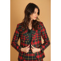 Veste tailleur motif écossais rouge et vert Hippocampe