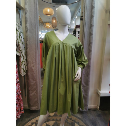 Robe ample en coton vert kaki