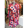 Trench grand col bleu motif seventies rouge et blanc Hippocampe