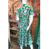 Robe longue chemise vert à fleurs blanches Goa