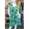 Robe courte dos-nu vert motif tropical Goa