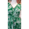 Robe courte dos-nu vert motif tropical Goa