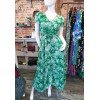 Robe longue dos-nu vert motif tropical Goa