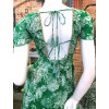 Robe longue dos-nu vert motif tropical Goa