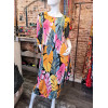 Robe longue fluide esprit boubou motif feuilles multicolores Fifilles de Paris