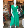 Robe longue dos-nu broderie anglaise verte Goa