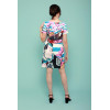 Robe trapèze motif japonais bleu et rose Hippocampe