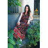 Robe longue porte-feuille noire fleurs rouges Hippocampe