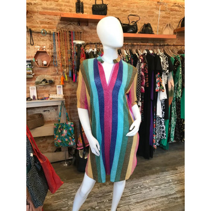 Robe tunique lurex rayures multicolores Fifilles de Paris