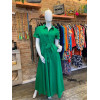 Robe chemise longue en coton vert Goa