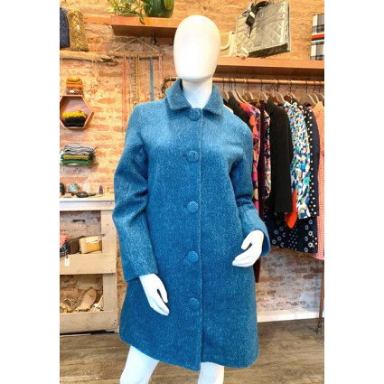 Manteau en laine tweed bleu Hippocampe