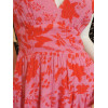 Robe voile rose fleurs rouges fils brillants Goa