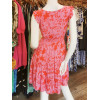 Robe voile rose fleurs rouges fils brillants Goa