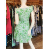 Robe voile vert pastel fleurs vert fils brillants Goa