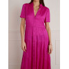 Robe droite plissée à la taille rose fushia Goa