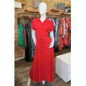 Robe chemise longue tissu crêpé rouge Goa