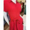 Robe chemise longue tissu crêpé rouge Goa