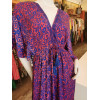 Robe style boubou cintré soyeux bleu et rose Goa