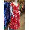 Robe longue dolce vita rouge traits blancs Goa