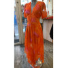 Robe bas asymétrique motif orange et rose Goa