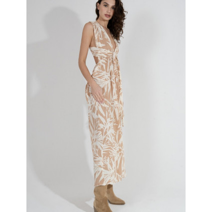Robe longue esprit paréo beige et blanc Goa à Toulouse