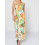 Robe longue blanche motif fleurs tropicales orange et turquoise