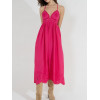 Robe longue fuschia décolleté broderie anglaise Goa livraison