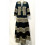 Robe longue noir broderie dorée motif éthnique Goa