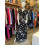 Robe noire fluide à manches courtes avec motif à pois blancs Fifilles de Paris