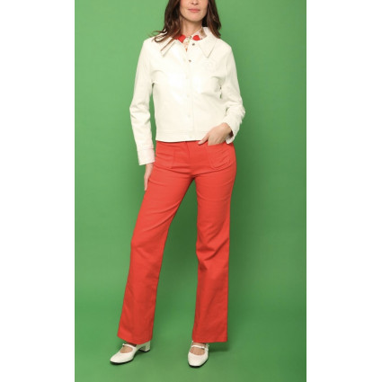 VESTE CIRÉ BLANCHE STYLE 60'S HIPPOCAMPE