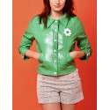 VESTE CIRÉ VERTE STYLE 60'S HIPPOCAMPE