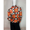 Veste Rétro en Similicuir à Motifs Floraux