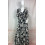 Robe longue à motifs végétal à col V – Dos nu & nœud à nouer