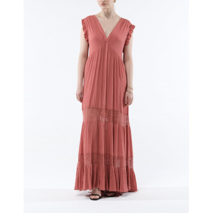 GILLE – Robe longue rose sans manches- GOA