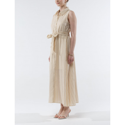 Easy Ivory– Robe chemisier sans manches à rayures scintillantes
