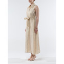 Easy Ivory– Robe chemisier sans manches à rayures scintillantes