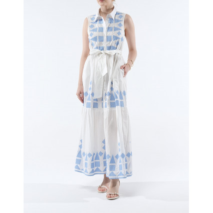 Romance – Robe chemisier longue brodée en coton GOA